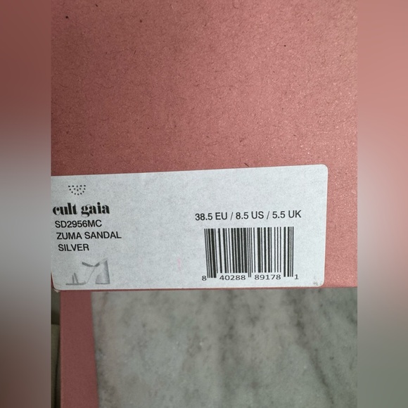 Cult Gaia Zuma 100mm Metallic Sandal Block Heel Size 38.5 - Picture 9 of 15